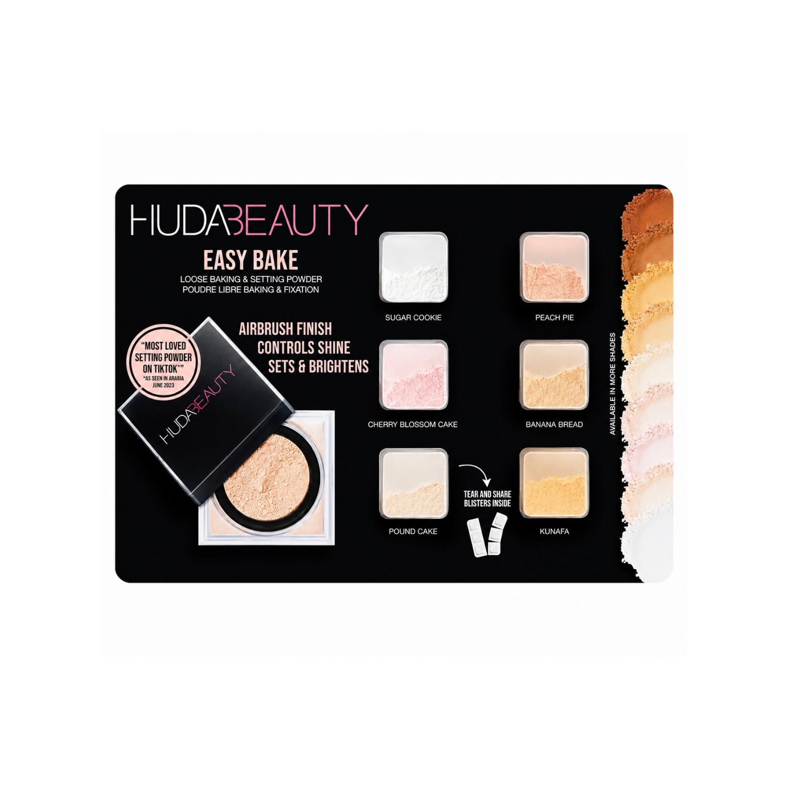 Huda Beauty Easy Bake Powder Shade Card